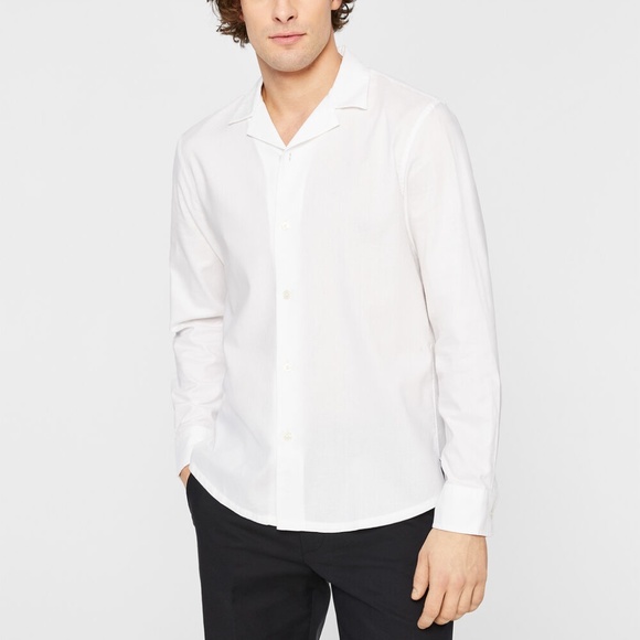 Long Sleeve Camp Collar Texture Shirt - Brand New - NEVER WORN - White
